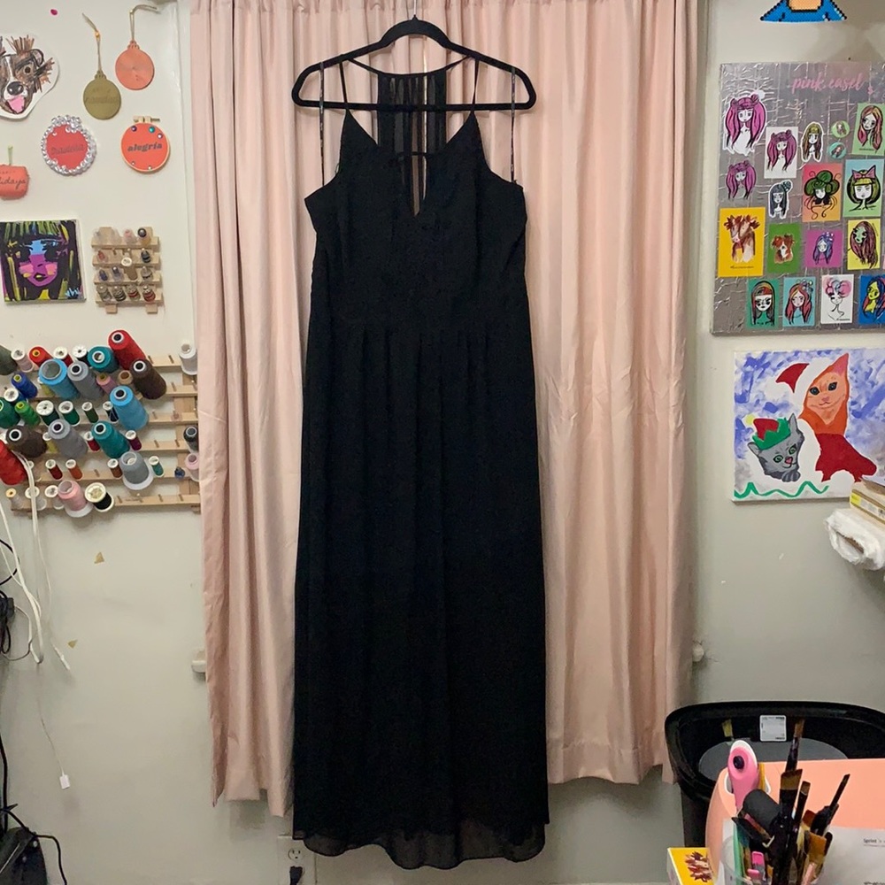 Black Formal Dinner Maxi Chiffon Dress